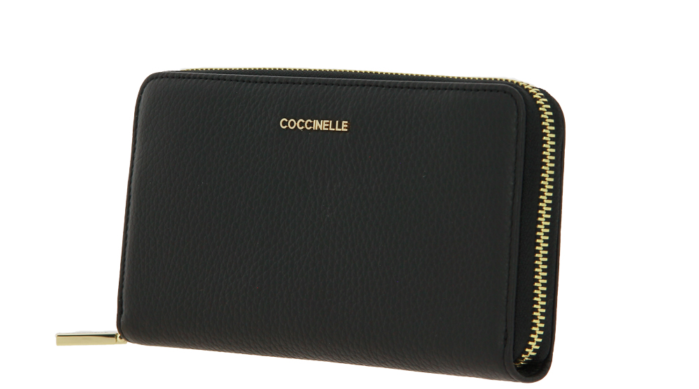 Coccinelle wallet WALL GRAIN LEA NOIR METALLIC SOFT Coccinelle wallet WALL GRAIN LEA NOIR METALLIC SOFT