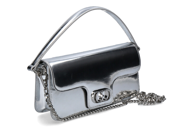 La Carrie evening bag SHINY BAGUETTE LEATHER SILVER