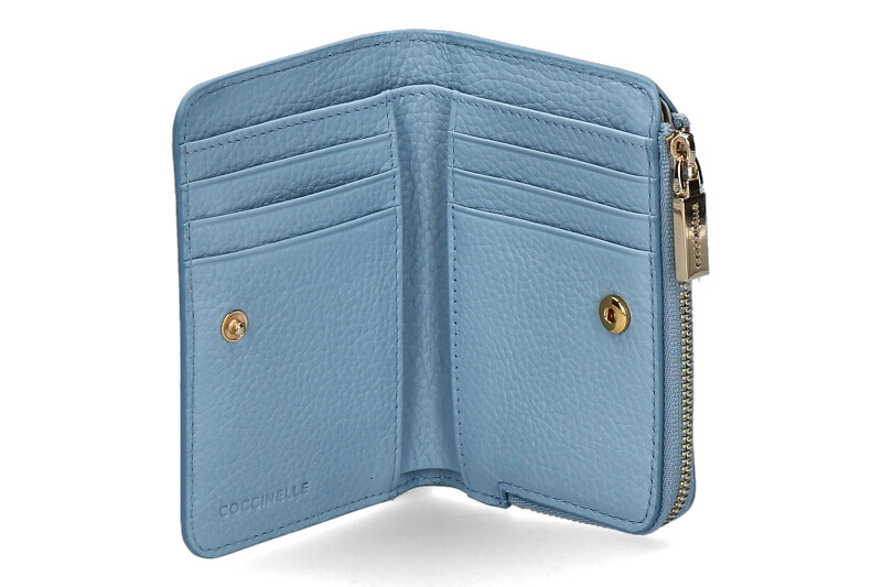 Coccinelle wallet LEATHER METALLIC SOFT AQUARELLE BLUE