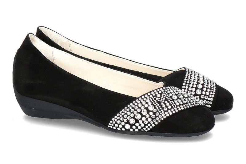Mania ballet flat CAMOSCIO NERO SILVER STRASS