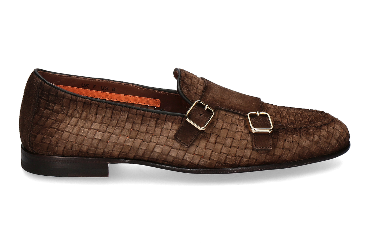 Santoni men's- monk SCACCO- brown