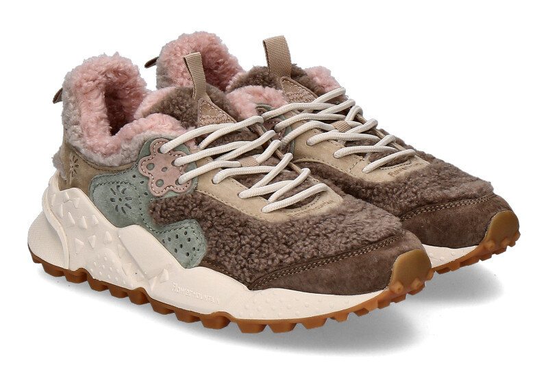 Flower Mountain sneaker lined KOTETSU SUEDE TEDDY- beige/ pink