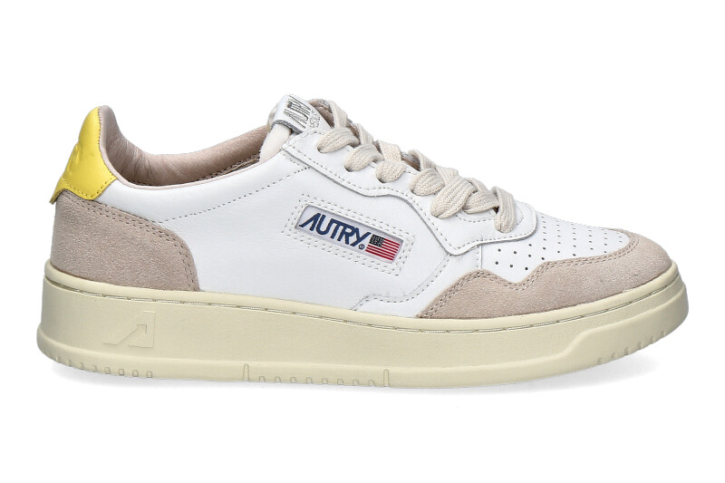 Autry Sneaker Medalist LOW WOMAN LEAT SUEDE WHITE YELLOW 