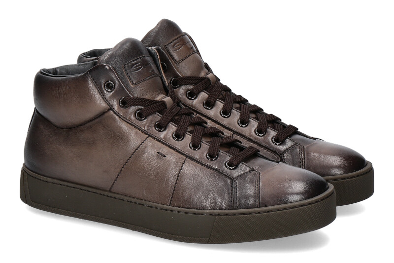 Santoni high top sneaker NAPPA BROWN