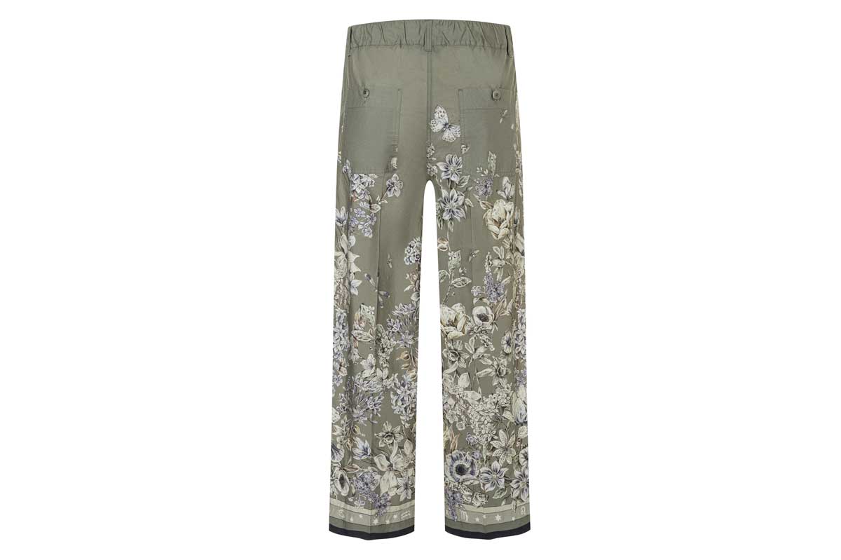 Cambio wide-leg textile pants CLEMENTINE- salvia/ sand flower garden