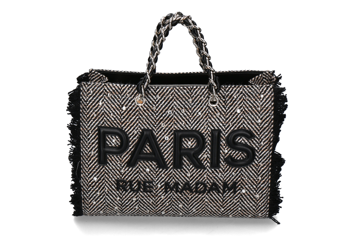 Rue Madam bag- HARRIS TOTE- tweed black/black