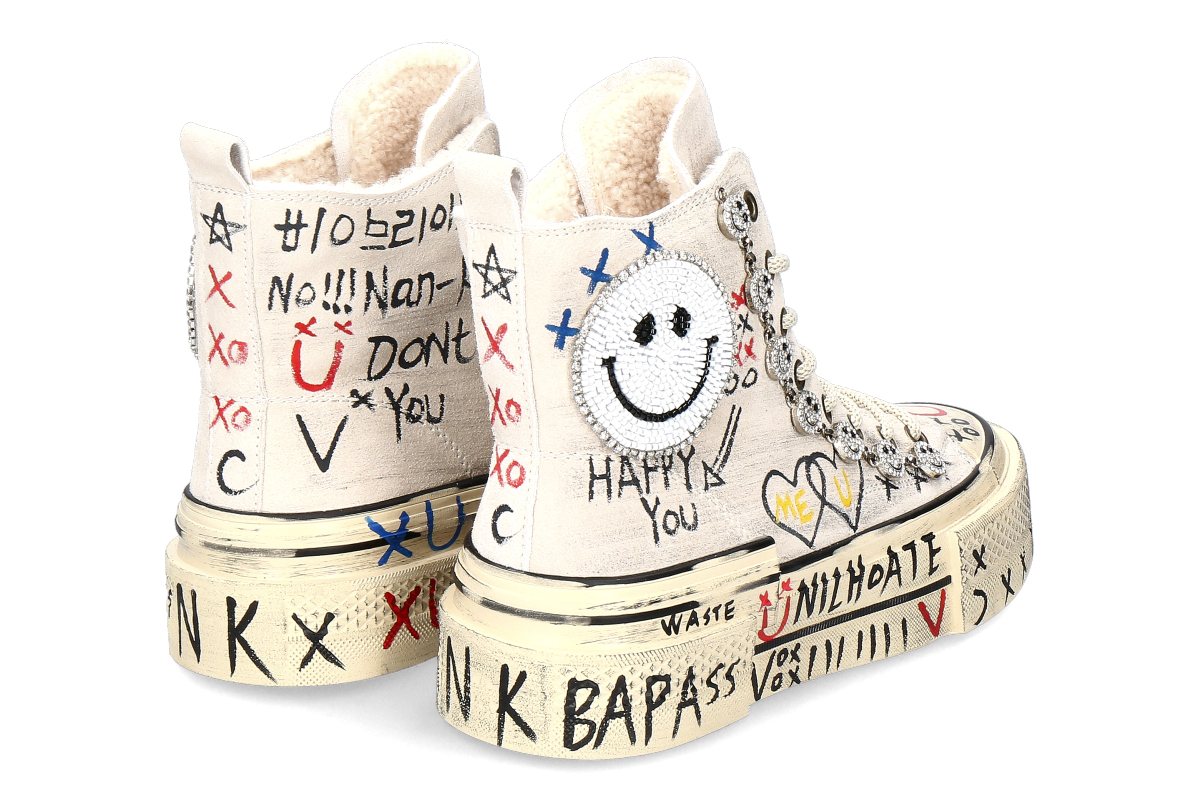 Nan-Ku Couture High Top Sneaker gefüttert SKATER SMILEY - beige_232400156_2