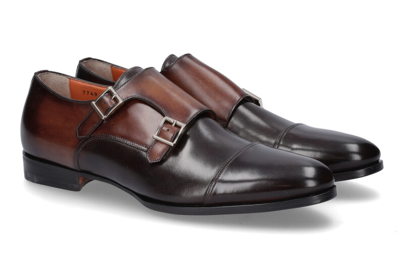 Santoni monks LEATHER BROWN