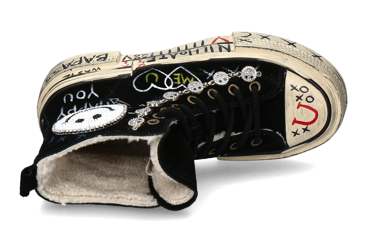 Nan-Ku Couture High Top Sneaker gefüttert SKATER SMILEY - black_236000146_5