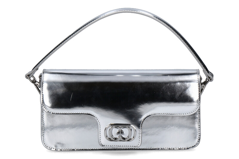 La Carrie evening bag SHINY BAGUETTE LEATHER SILVER