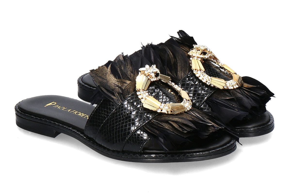 Paola Fiorenza mules SNAKE SLIDER- nero/ black