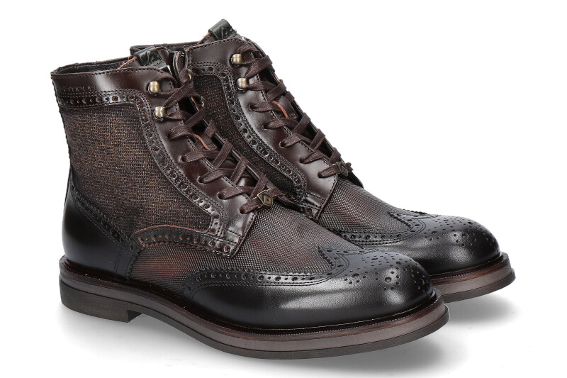 Ambitious zipper ankle boots 12432 LEATHER TEXTILE- braun