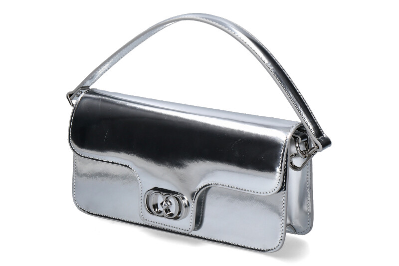 La Carrie evening bag SHINY BAGUETTE LEATHER SILVER