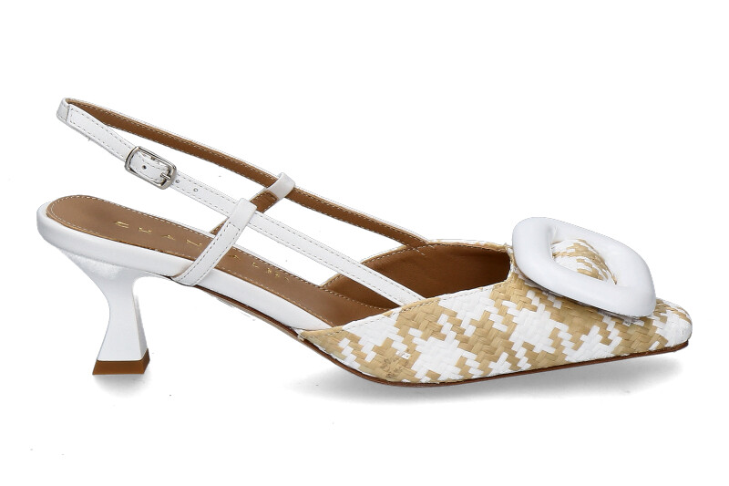 Chantal 1962 sling pumps PIED DE POULE beige weiss