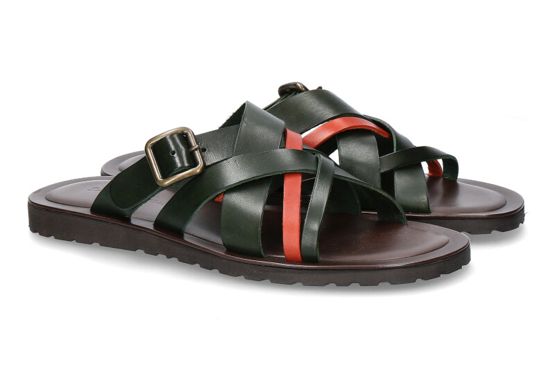 Emozioni mules LEATHER M7600 OLIVE ORANGE