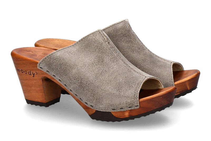 Woody wooden mules ELLY VELOUR SAND